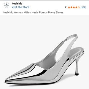 Women's Silver Kitten Heels Pumps